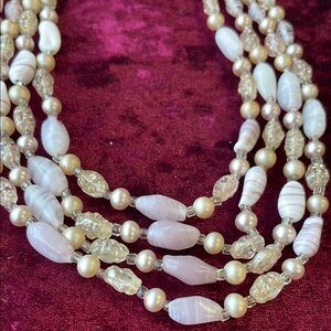 Elegant Vintage Multi-Strand Pearl and Bead Necklace Japan